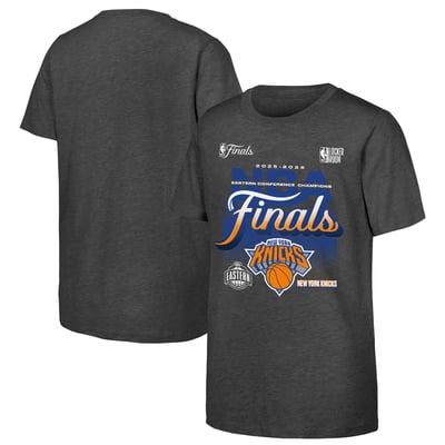 New York Knicks Fanatics Youth 2026 NBA Eastern Conference Champions Authentic Locker Room T-Shirt - Charcoal