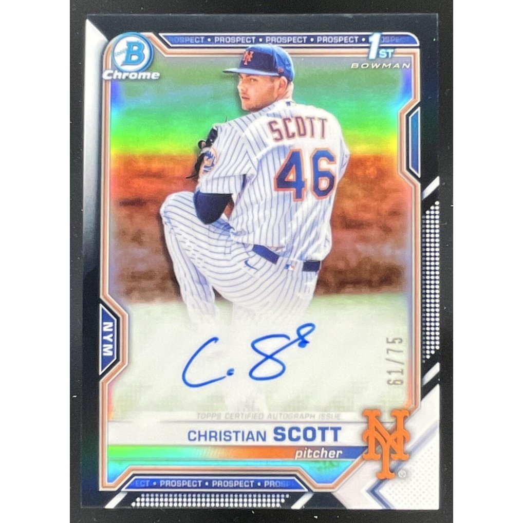 2021 Bowman Draft Chrome Pick Black Refractor #CDA-CS Christian Scott Auto /75
