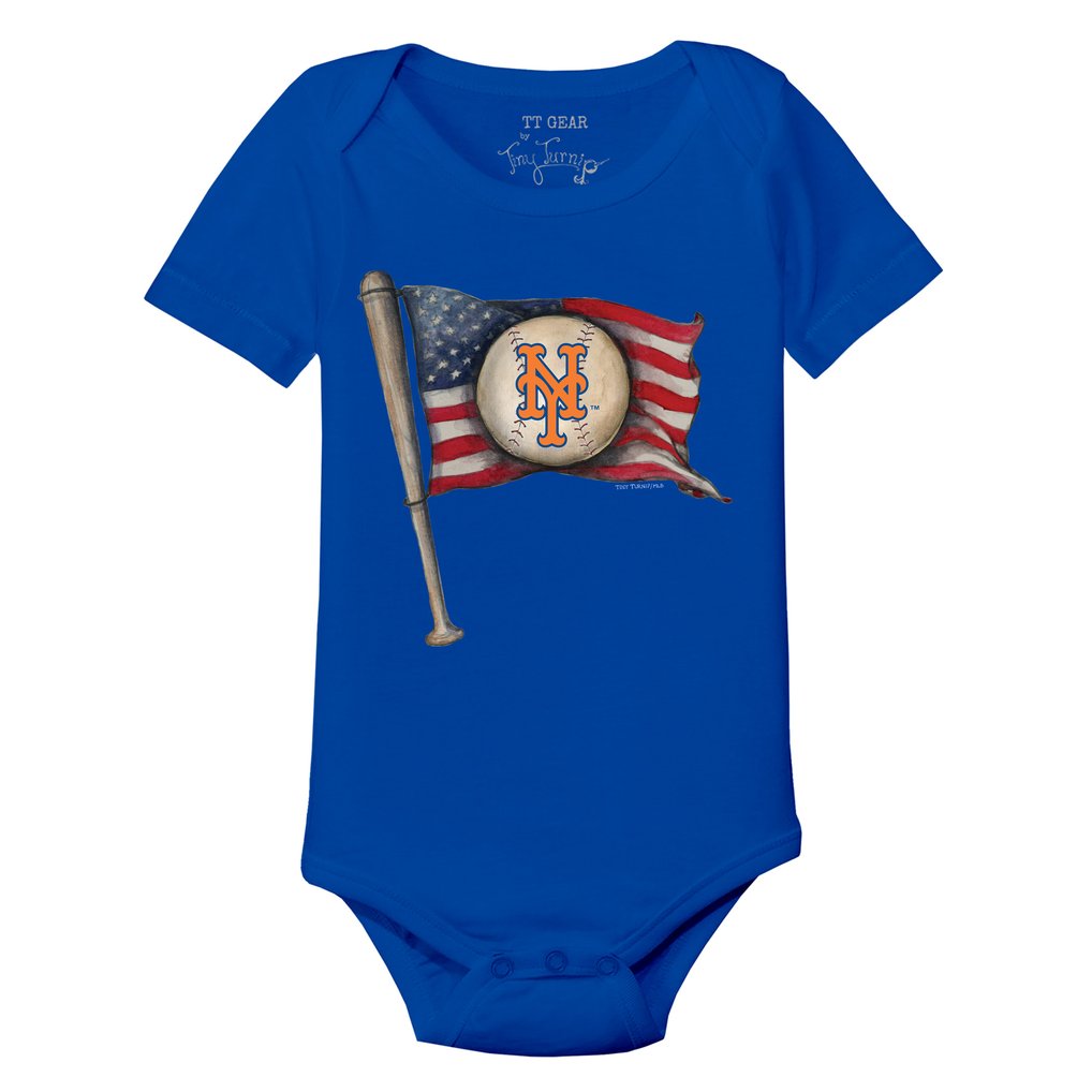 New York Mets Tiny Turnip Infant Baseball Flag Bodysuit - Royal