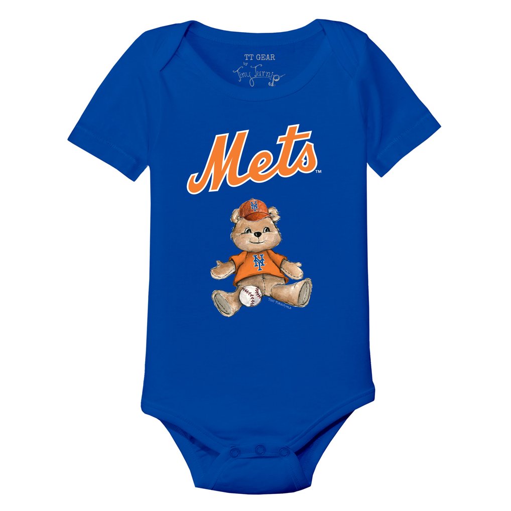 New York Mets Tiny Turnip Infant Teddy Boy Bodysuit - Royal