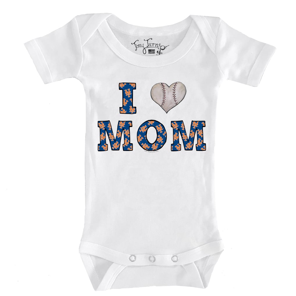 New York Mets Tiny Turnip Infant Heart Mom Bodysuit - White