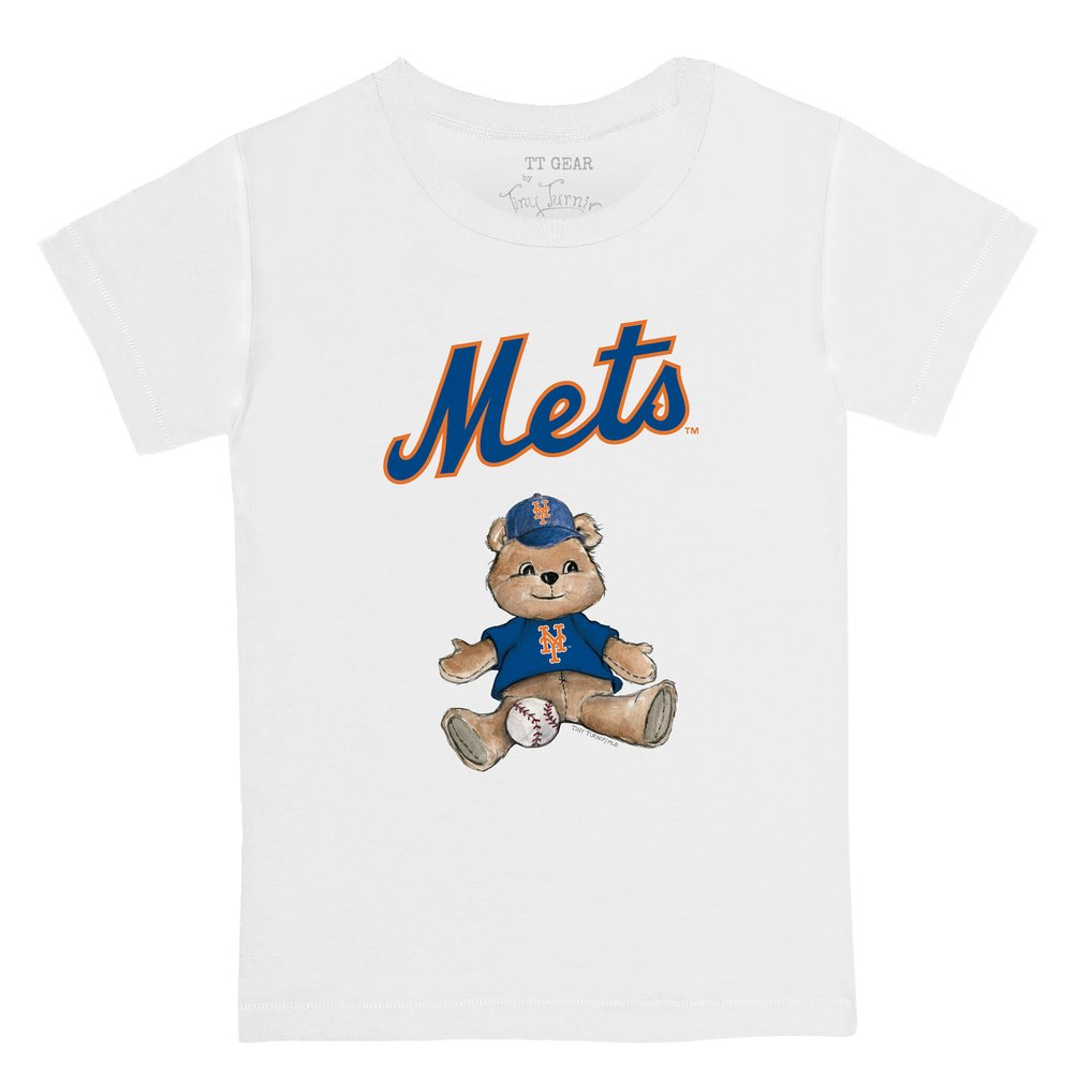 New York Mets Tiny Turnip Infant Teddy Boy T-Shirt - White