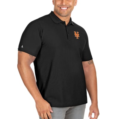 New York Mets Antigua Big & Tall Legacy Pique Polo - Black