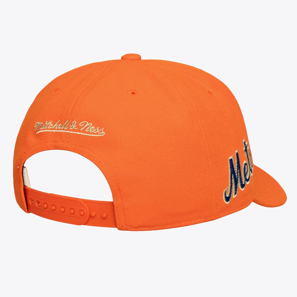 New York Mets Mitchell & Ness 50th Anniversary Patch Secondary Pro Snapback Hat - Orange