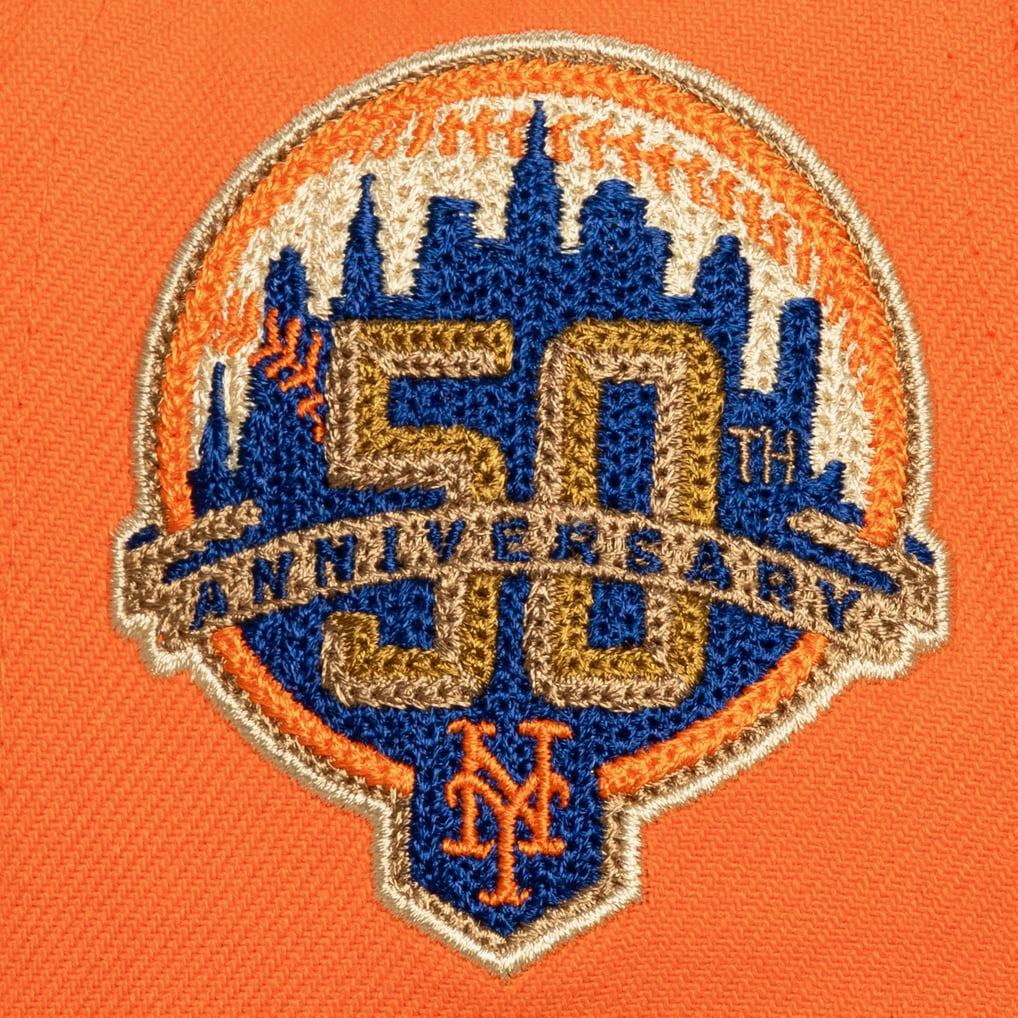 New York Mets Mitchell & Ness 50th Anniversary Patch Secondary Pro Snapback Hat - Orange