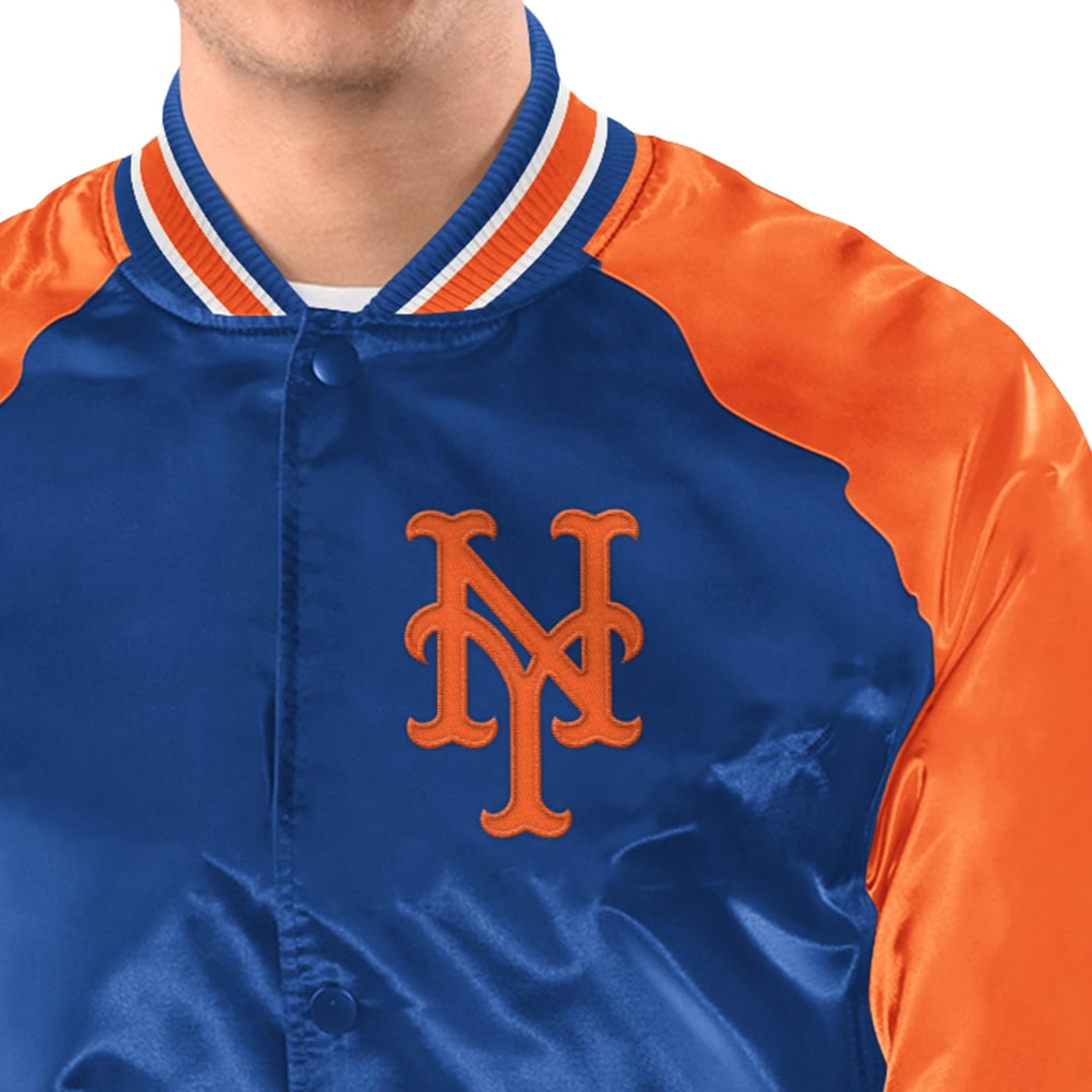 New York Mets Starter Raglan Blitz Varsity Jacket - Royal/Orange