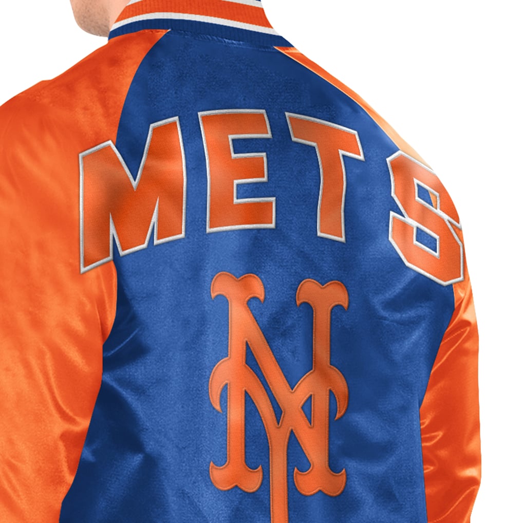 New York Mets Starter Raglan Blitz Varsity Jacket - Royal/Orange