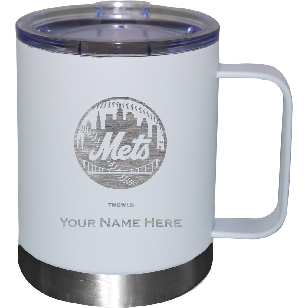 New York Mets 12oz. Personalized Stainless Steel Lowball with Handle - White