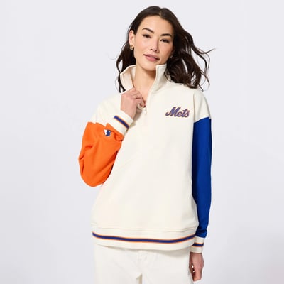 New York Mets Terez Women's Reserve Quarter-Zip Pullover - Cream