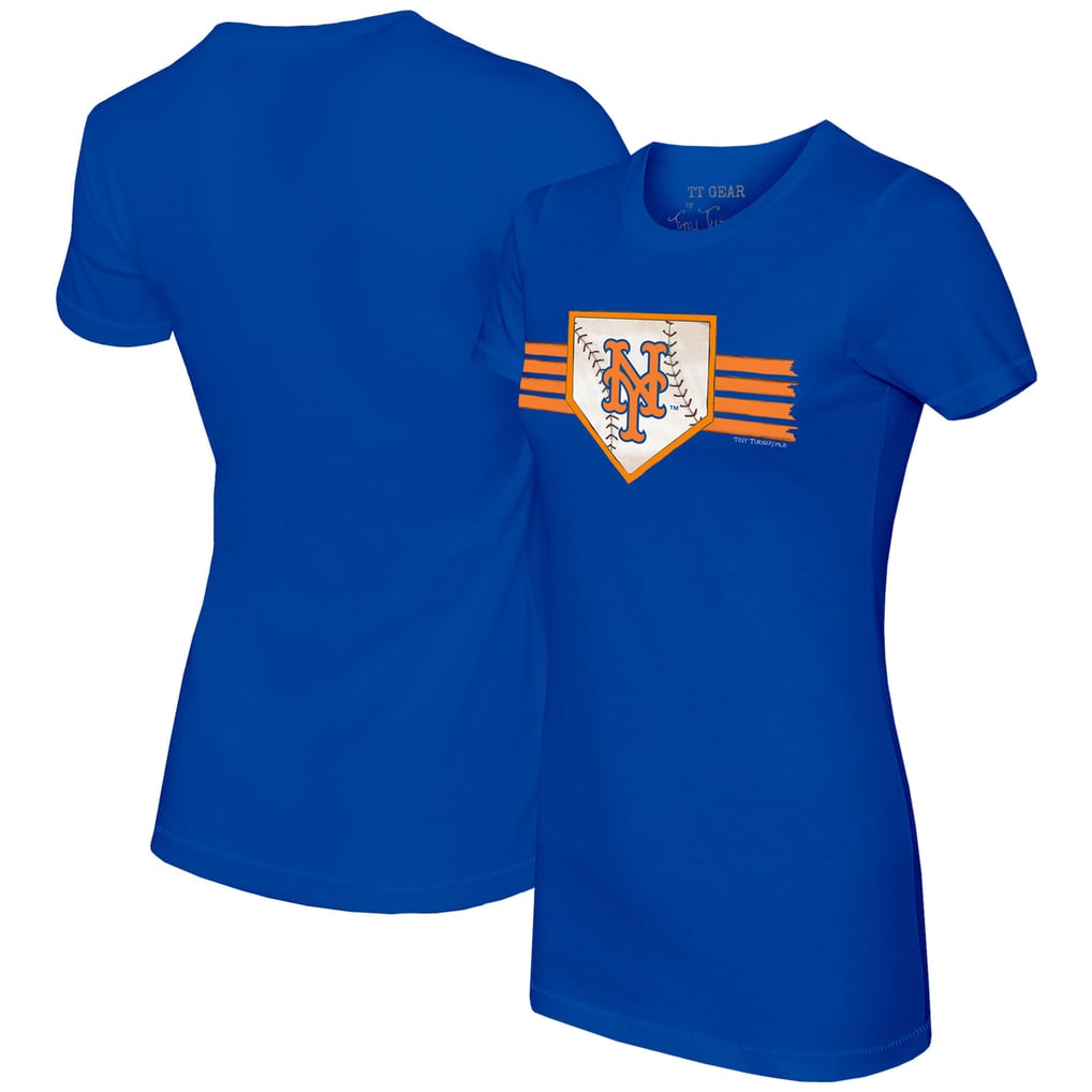 New York Mets Tiny Turnip Women's Base Stripe T-Shirt - Royal