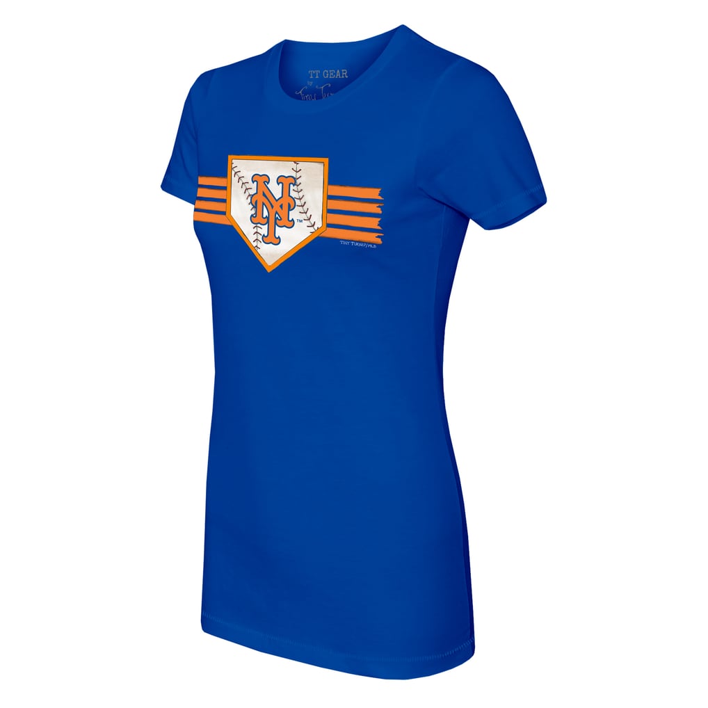 New York Mets Tiny Turnip Women's Base Stripe T-Shirt - Royal