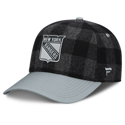 New York Rangers Fanatics Huntsman Plaid A-Frame Adjustable Hat - Black/Gray