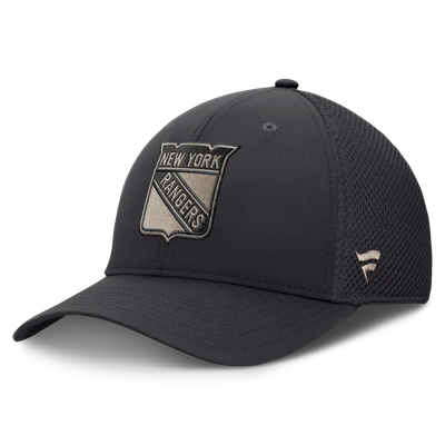 New York Rangers Fanatics Road Meshback Stretch Hat - Charcoal