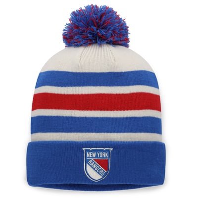 New York Rangers Fanatics 2026 NHL Winter Classic Cuffed Pom Knit Hat - Cream/Blue