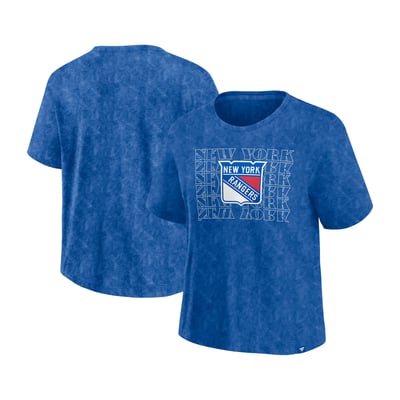  New York Rangers Fanatics Women's Faded Wash T-Shirt - Blue
