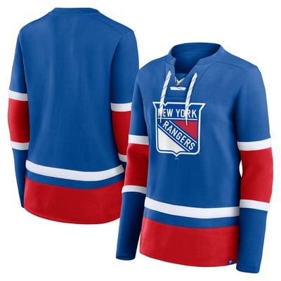 New York Rangers Fanatics Women's Prime Time Lace-Up Long Sleeve T-Shirt  - Blue