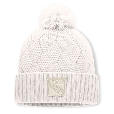 New York Rangers Fanatics Women's Level Up Cuffed Knit Hat with Pom - Cream