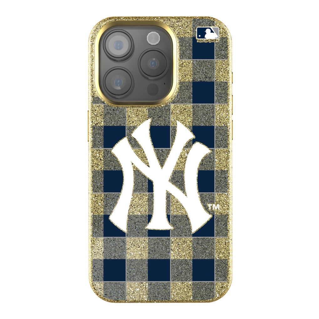 New York Yankees Keyscaper Plaid Bling iPhone Case