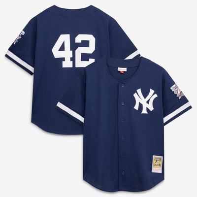 Mariano Rivera New York Yankees Mitchell & Ness Cooperstown Collection Mesh Batting Practice Button-Up Jersey - Navy