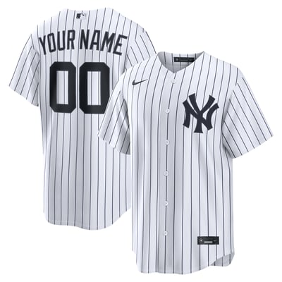  New York Yankees Nike Home Replica Custom Jersey - White