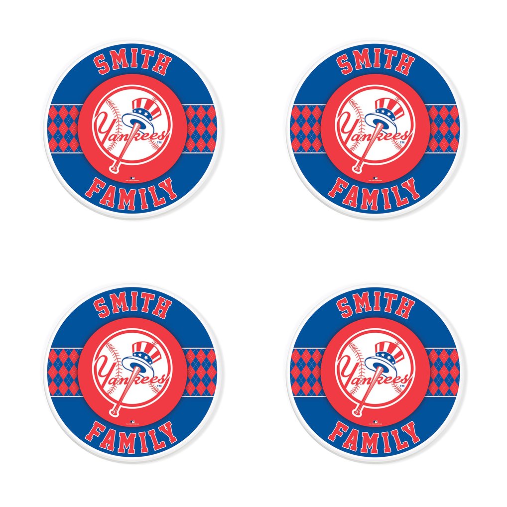 New York Yankees 4" Personalized Circular Coasters 4-Pack Set