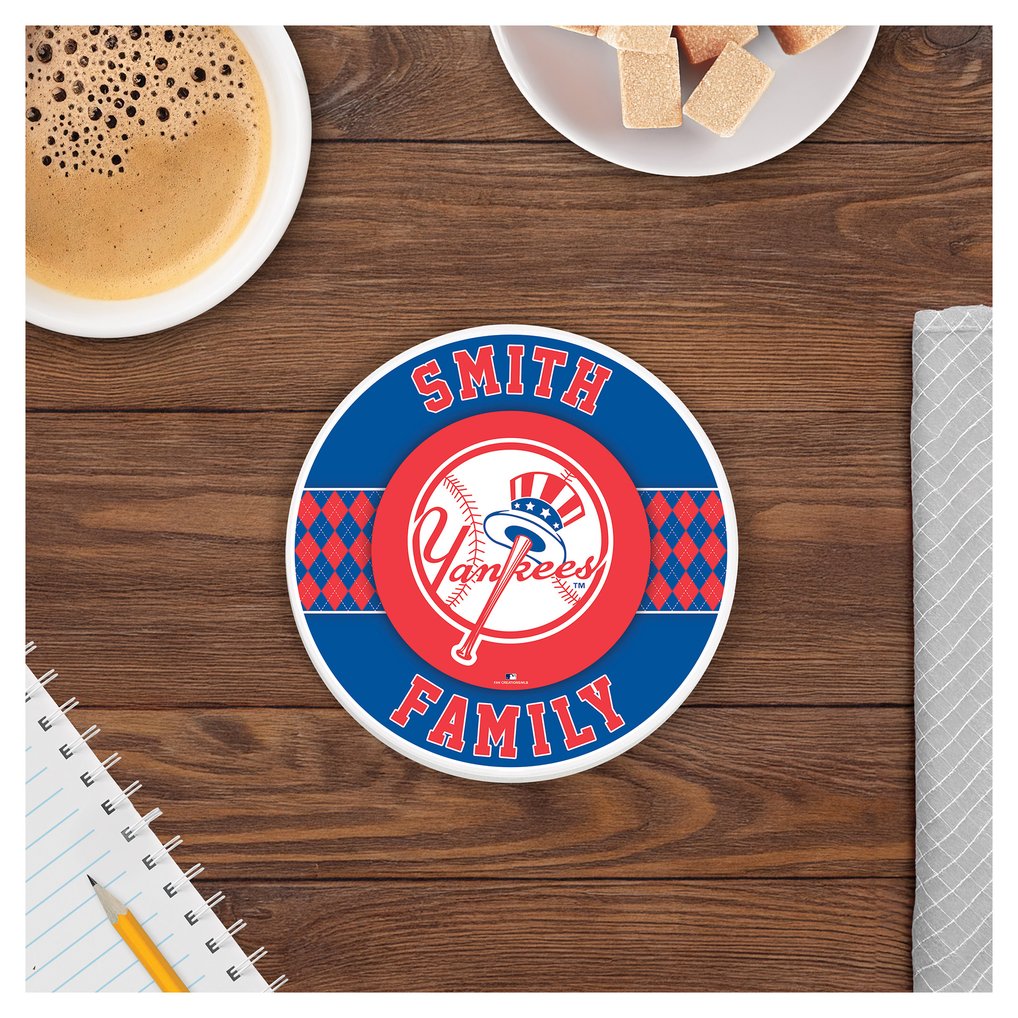 New York Yankees 4" Personalized Circular Coasters 4-Pack Set