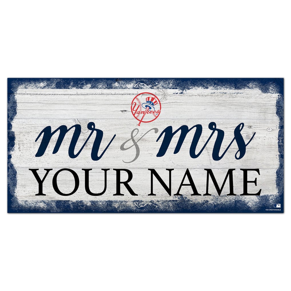 New York Yankees 6" x 12" Personalized Mr. & Mrs. Script Sign