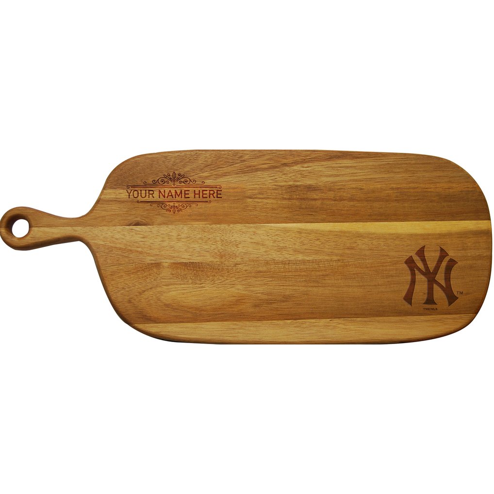 New York Yankees Personalized Acacia Paddle Serving Board
