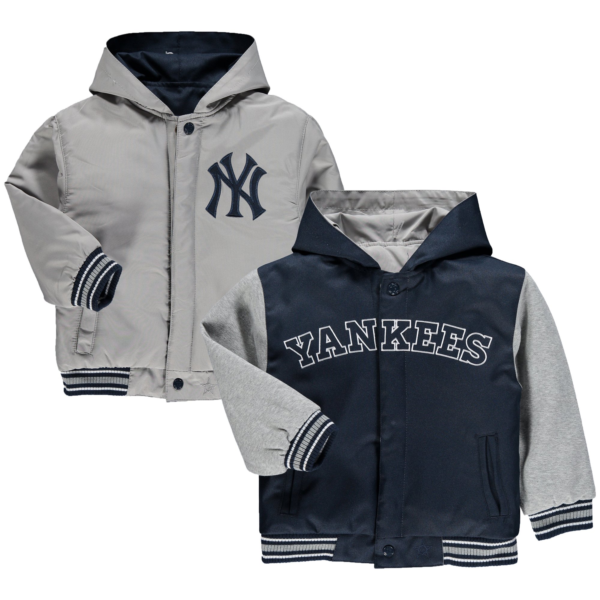 New York Yankees JH Design Toddler Reversible Hooded Jacket - Navy