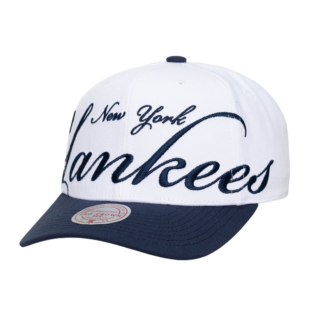 New York Yankees Mitchell & Ness Unisex XL Script Pro Crown Adjustable Hat - White/Navy