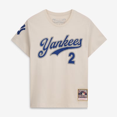 Derek Jeter New York Yankees Mitchell & Ness Women's Cooperstown Name & Number Throwback T-Shirt - Cream