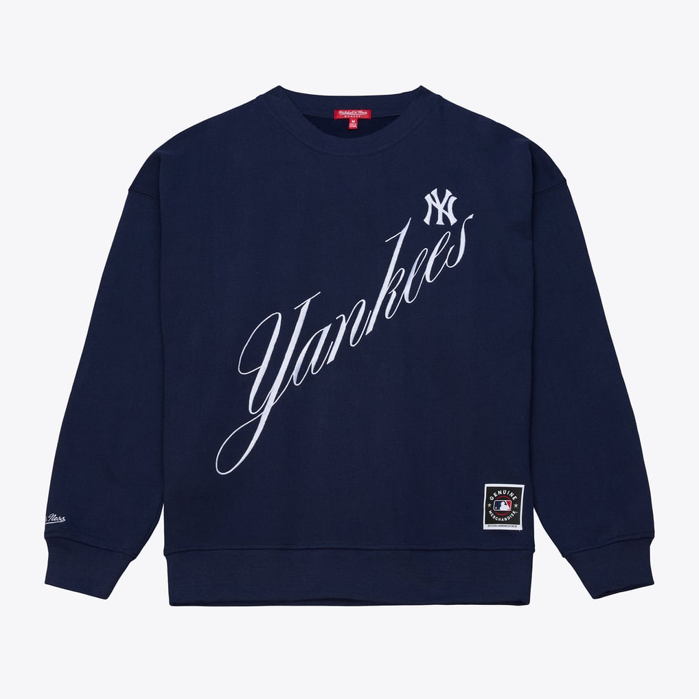  New York Yankees Mitchell & Ness Women's Script Sweatshirt - Navy
