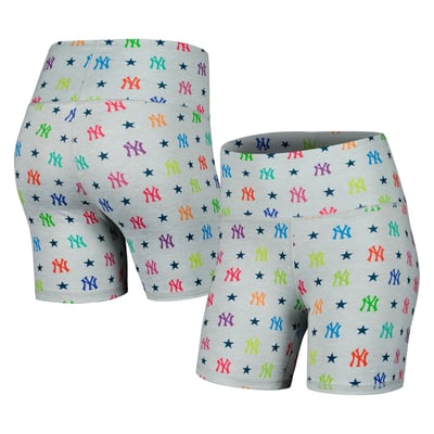 New York Yankees Terez Women's TLC Rainbow Shorts - Gray