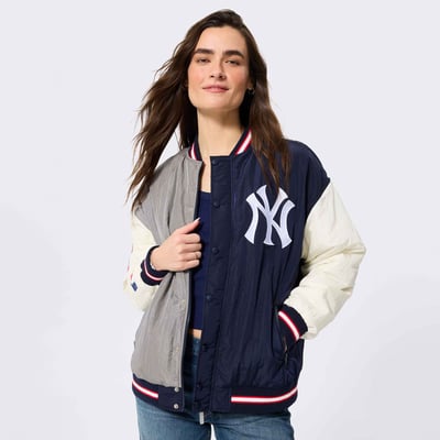 New York Yankees Terez Women's Rival Full-Snap Bomber Jacket - Navy