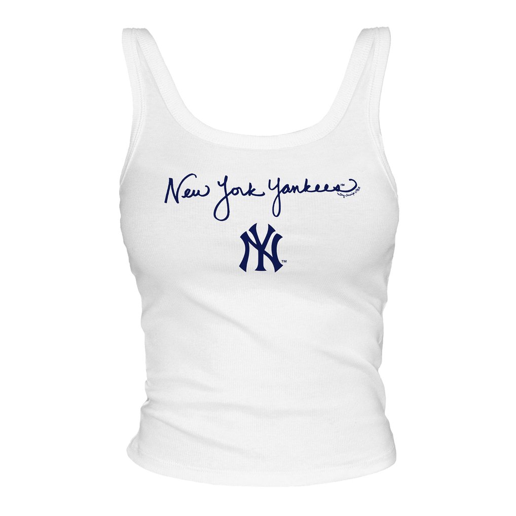 New York Yankees Tiny Turnip Women's Script Logo OG Tank Top - White