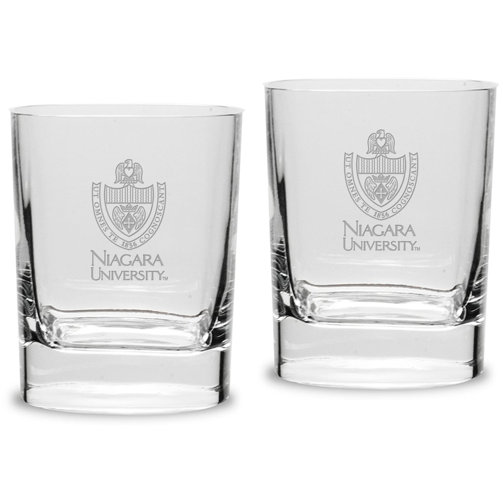 Niagara University Purple Eagles 11.75oz. Square Double Old Fashioned Glass Set