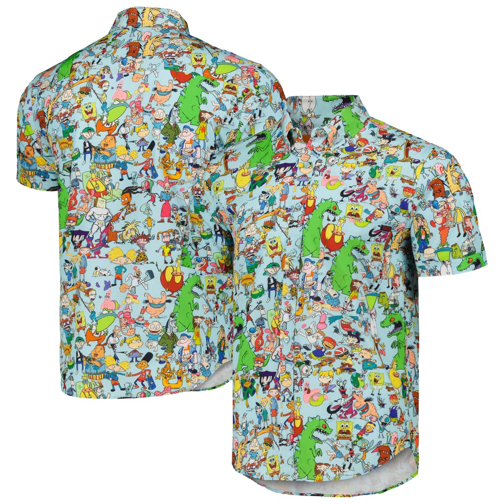 Nickelodeon RSVLTS Unisex 90s Mashup KUNUFLEX Button-Down Shirt - Light Blue