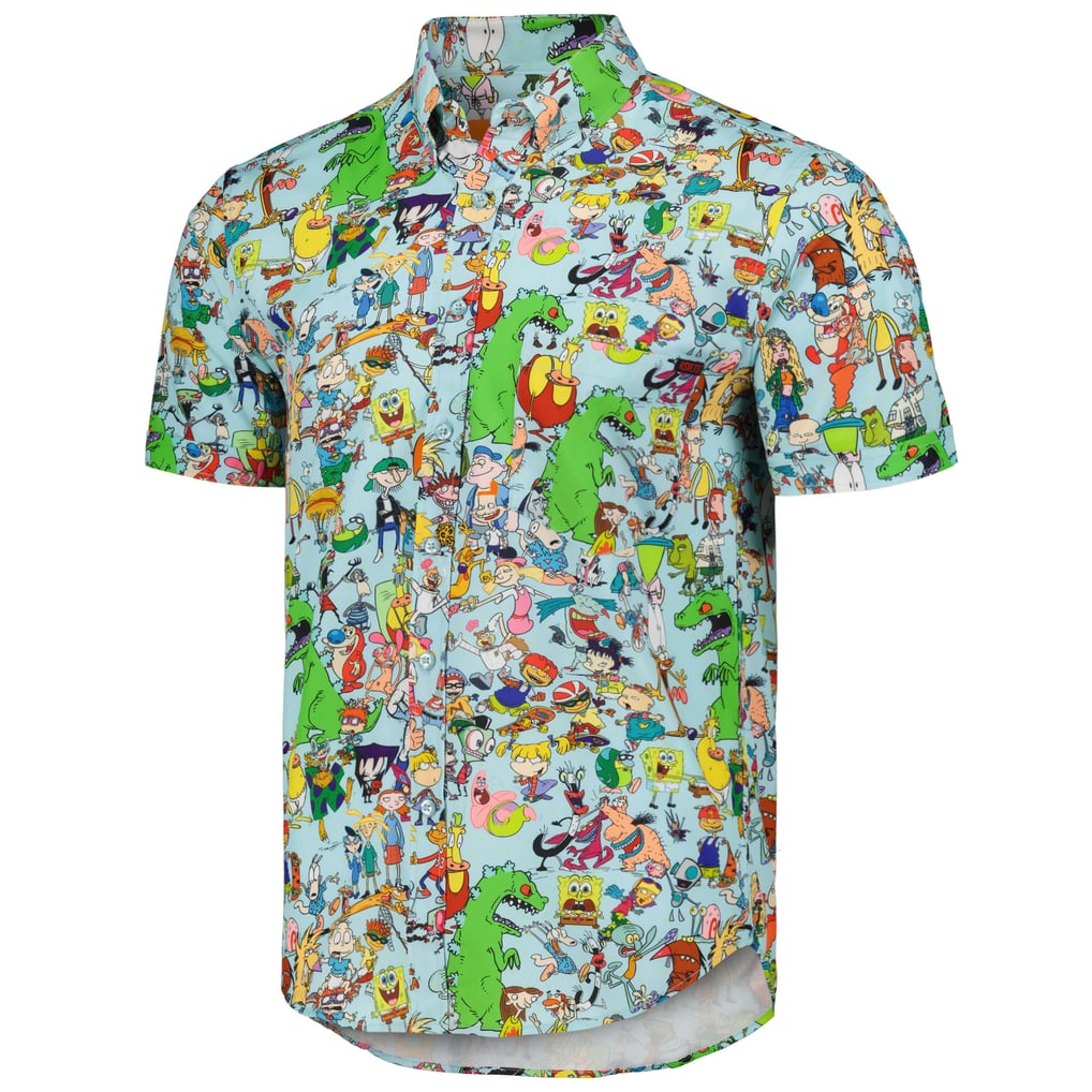 Nickelodeon RSVLTS Unisex 90s Mashup KUNUFLEX Button-Down Shirt - Light Blue