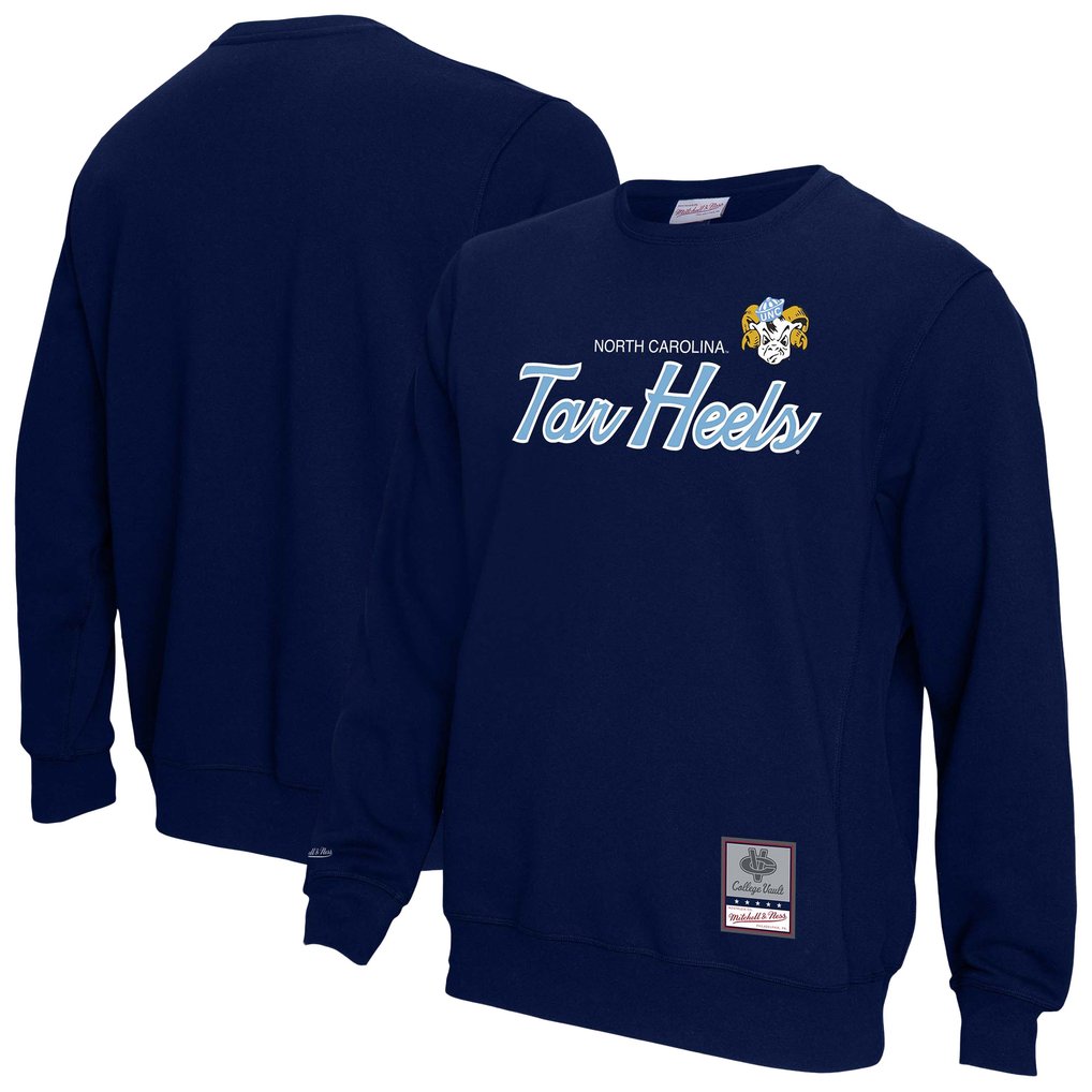  North Carolina Tar Heels Mitchell & Ness Elite Script Pullover Sweatshirt - Navy