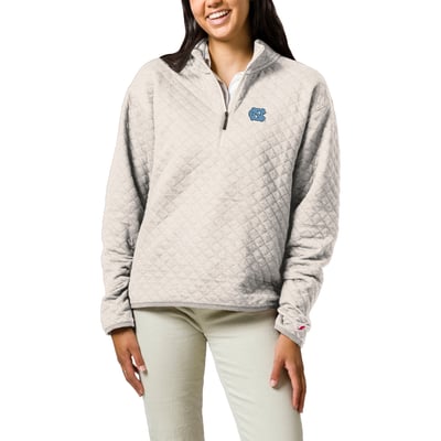  North Carolina Tar Heels League Collegiate Wear Women's Highland Quilted Quarter-Zip Pullover Top - Cream