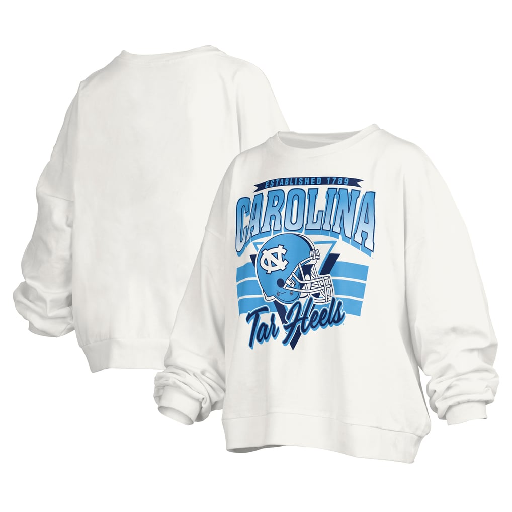 North Carolina Tar Heels Pressbox Women's Janice Retro Logo Oversized Pullover Sweatshirt - White