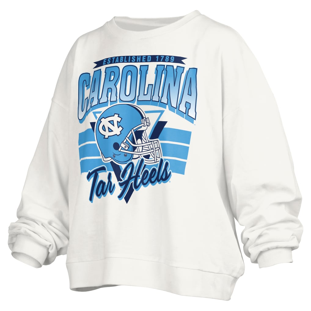 North Carolina Tar Heels Pressbox Women's Janice Retro Logo Oversized Pullover Sweatshirt - White