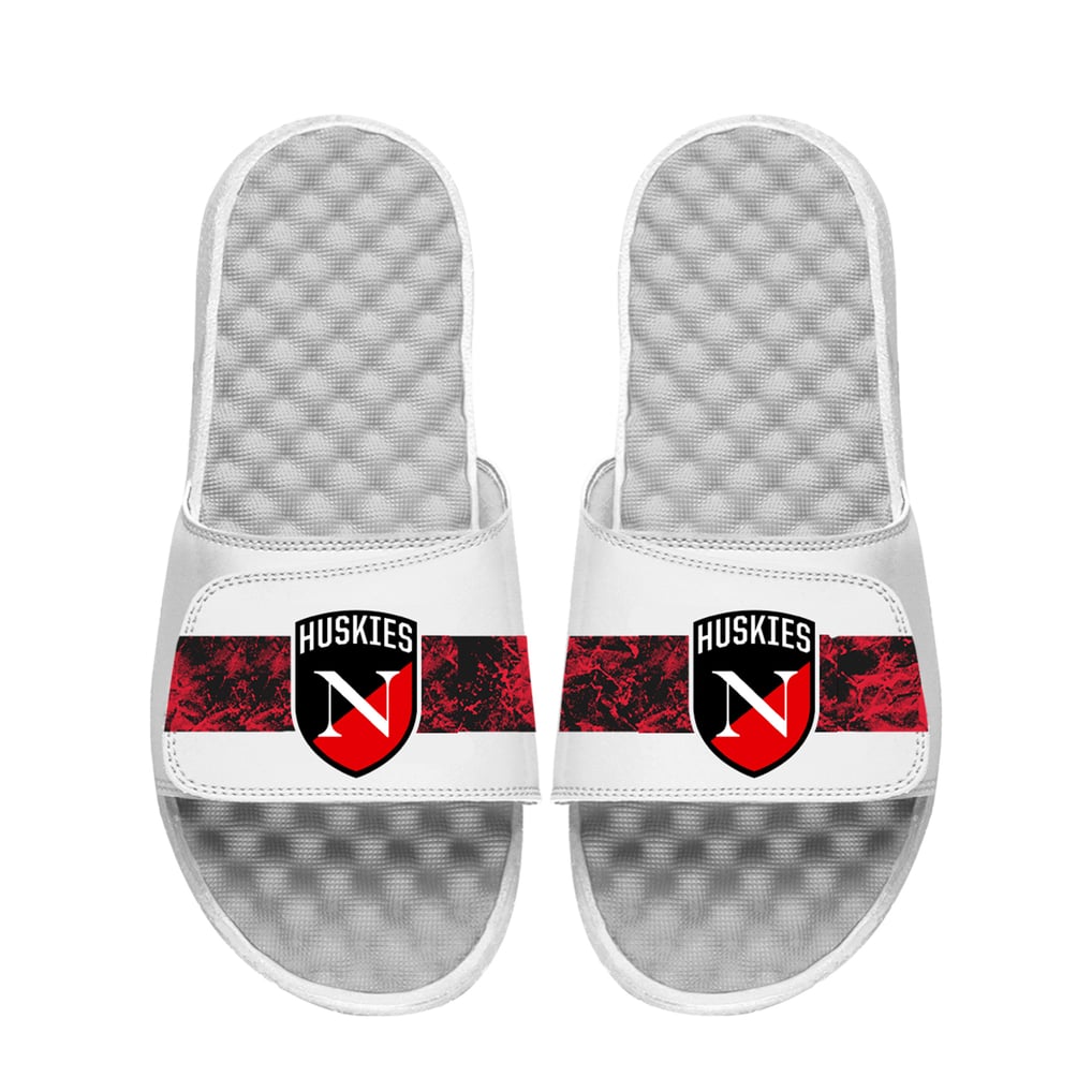 Northeastern Huskies ISlide Unisex Distressed Slide Sandals - White