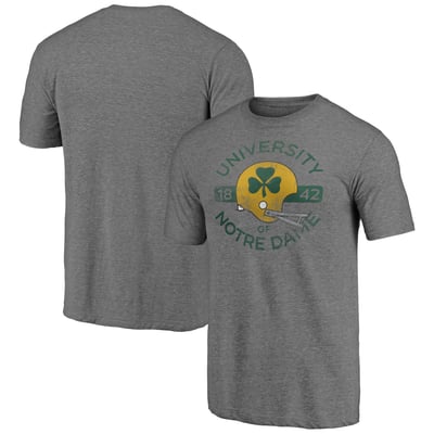 Notre Dame Fighting Irish Helmet Arch Tri-Blend T-Shirt - Heather Gray