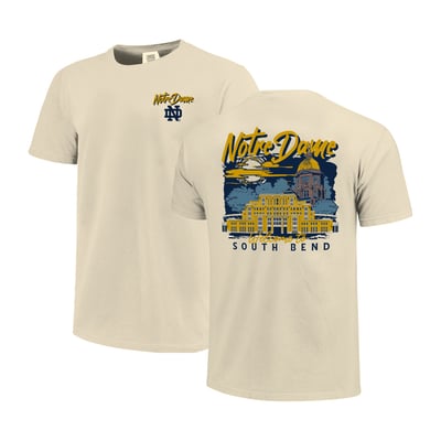  Notre Dame Fighting Irish Image One Comfort Colors Hand-Drawn Campus Stack T-Shirt - Natural