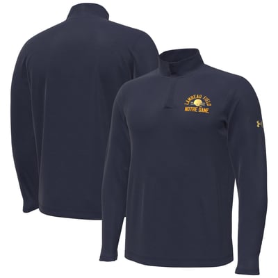  Notre Dame Fighting Irish Under Armour 2026 Shamrock Series Metallic Lambeau Field Arch Quarter-Zip Pullover - Navy