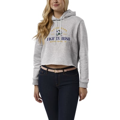 Notre Dame Fighting Irish League Collegiate Wear Women's 1636 Cropped Pullover Hoodie - Heather Gray