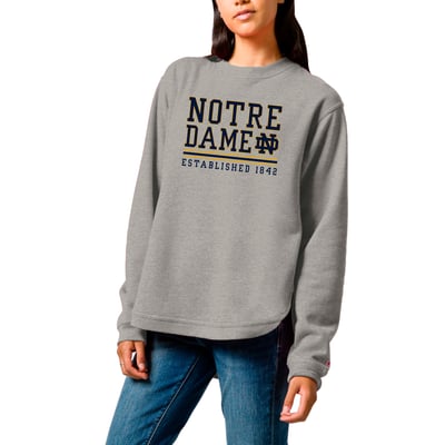  Notre Dame Fighting Irish League Collegiate Wear Women's Victory Springs Tri-Blend Fleece Pullover Sweatshirt - Heather Gray