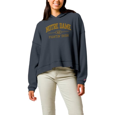  Notre Dame Fighting Irish League Collegiate Wear Women's Waffle Long Sleeve Hoodie T-Shirt - Navy