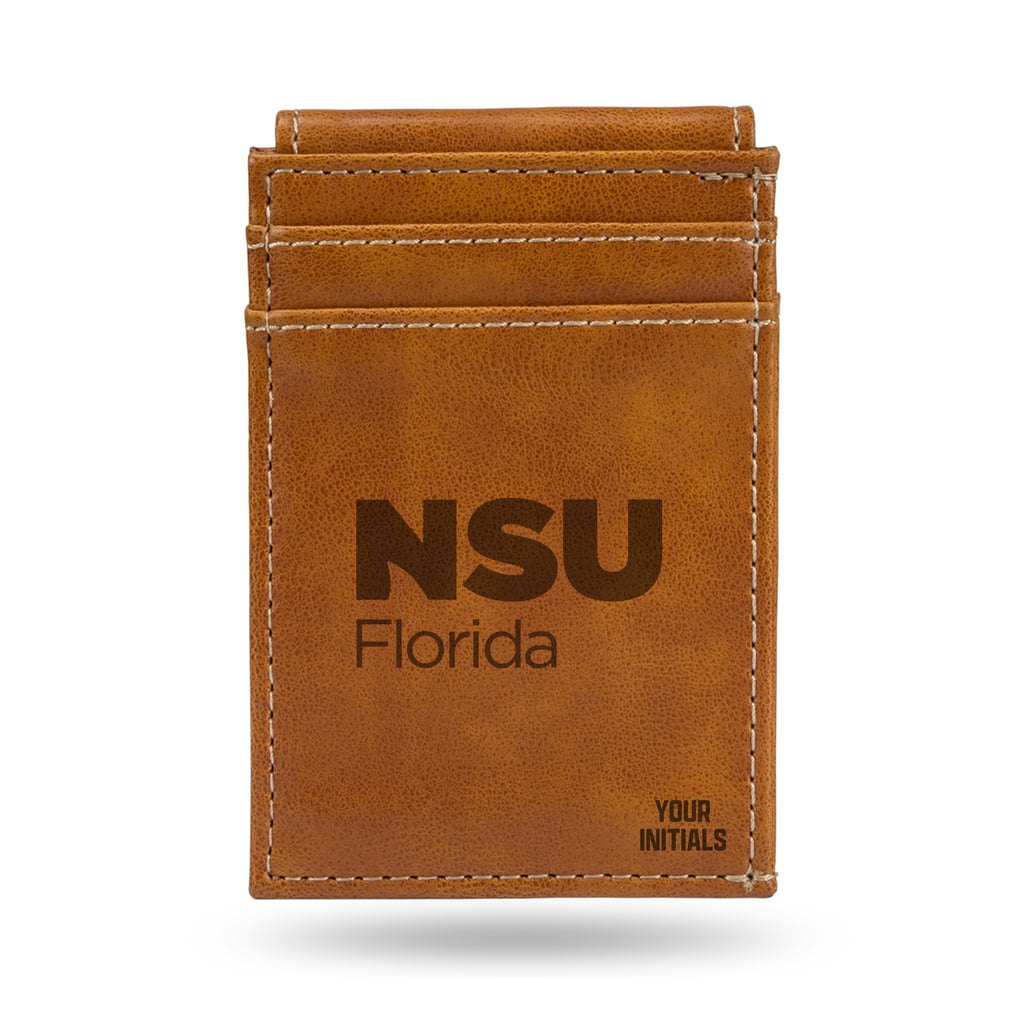 Nova Southeastern Sharks Personalized Front Pocket Wallet - Brown